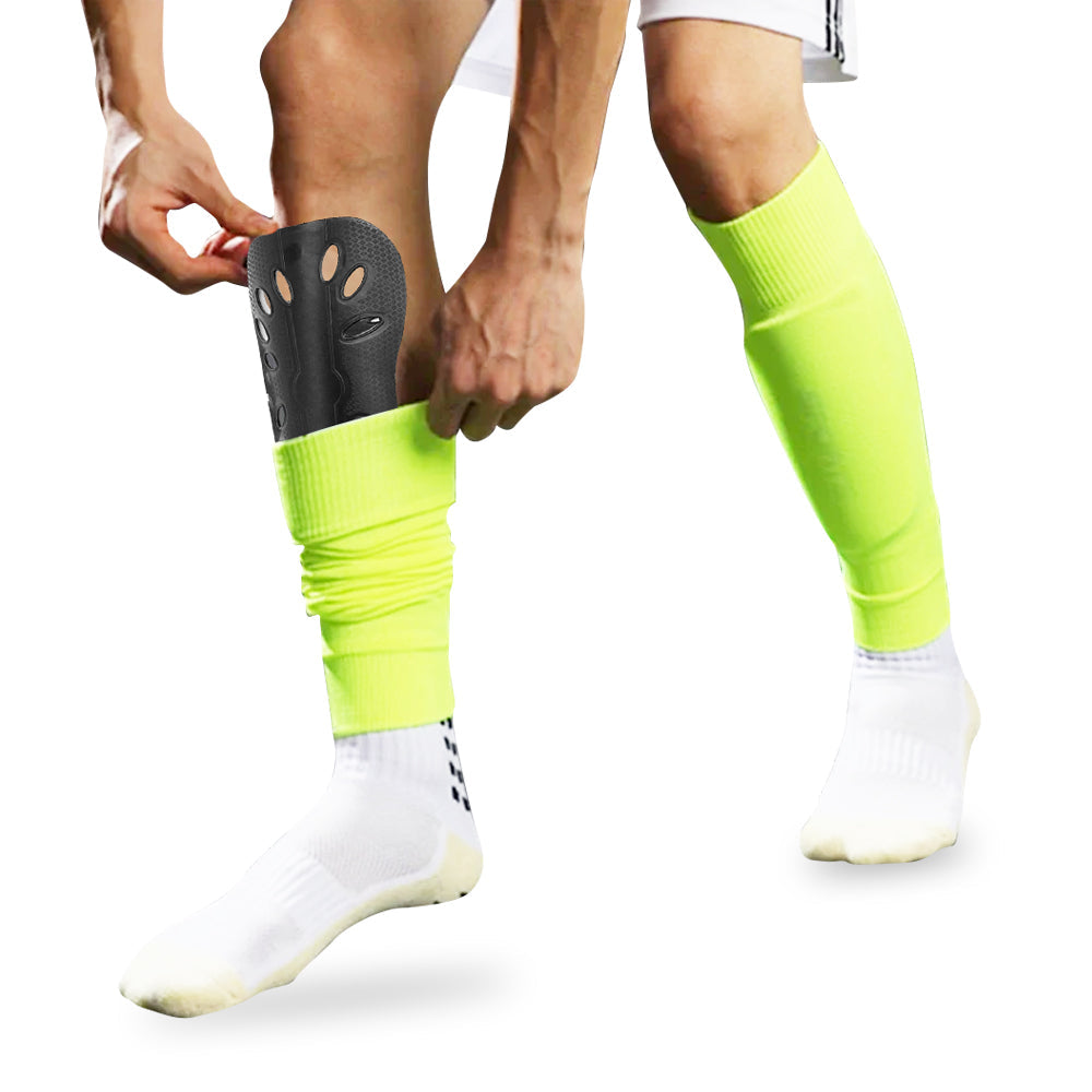 Pair of Soccer Shin Guards Breathable Calf Protective Gear for Adults Black