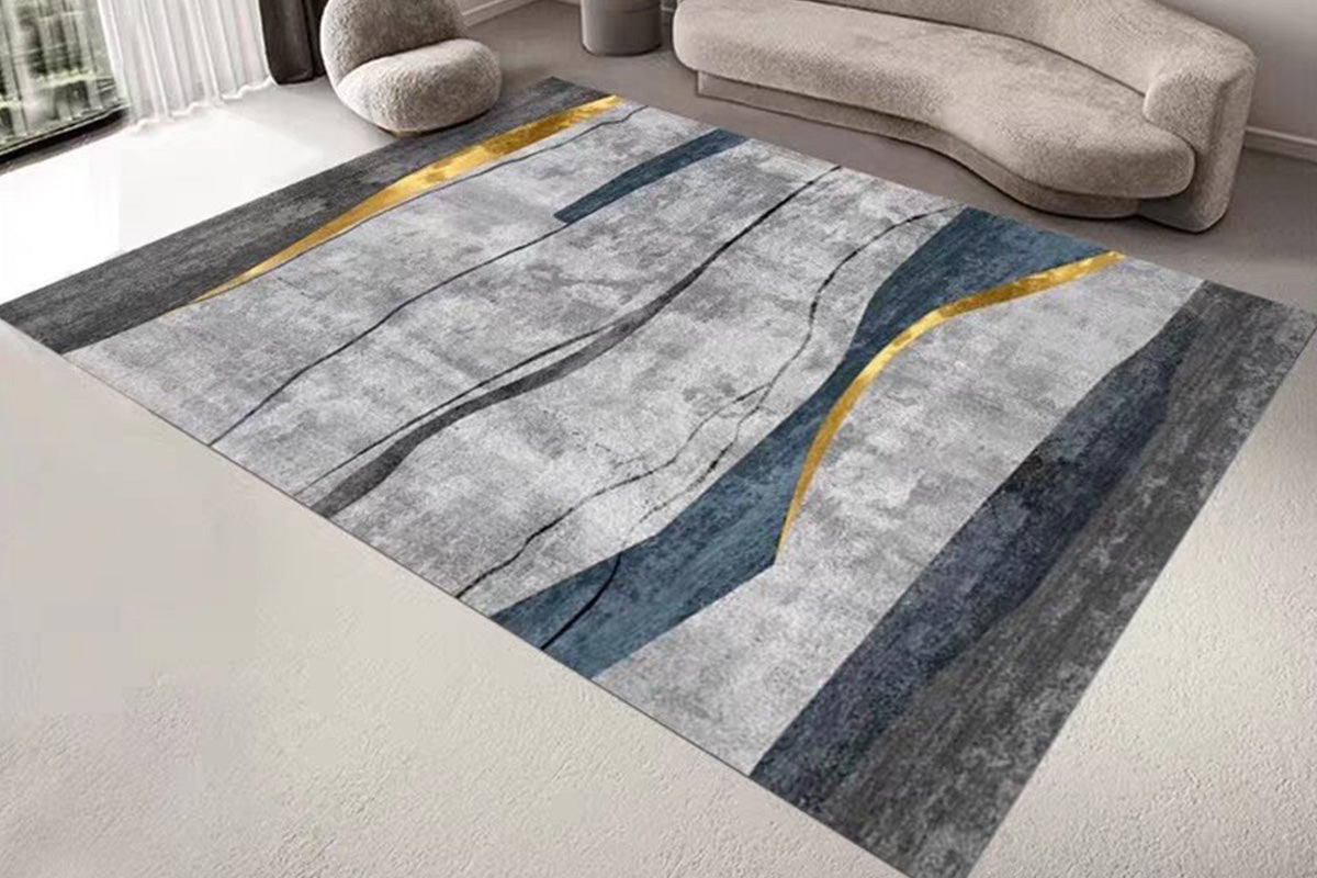 Large Floor Carpet Mat Outdoor Patio Flooring Over Grass Rug Anti-Slip for Bathroom -Curved Lines