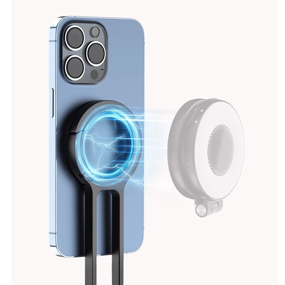 MagSafe Compatible Magnetized Phone Stand ¨C Spring Clip with Foldable Mini Tripod