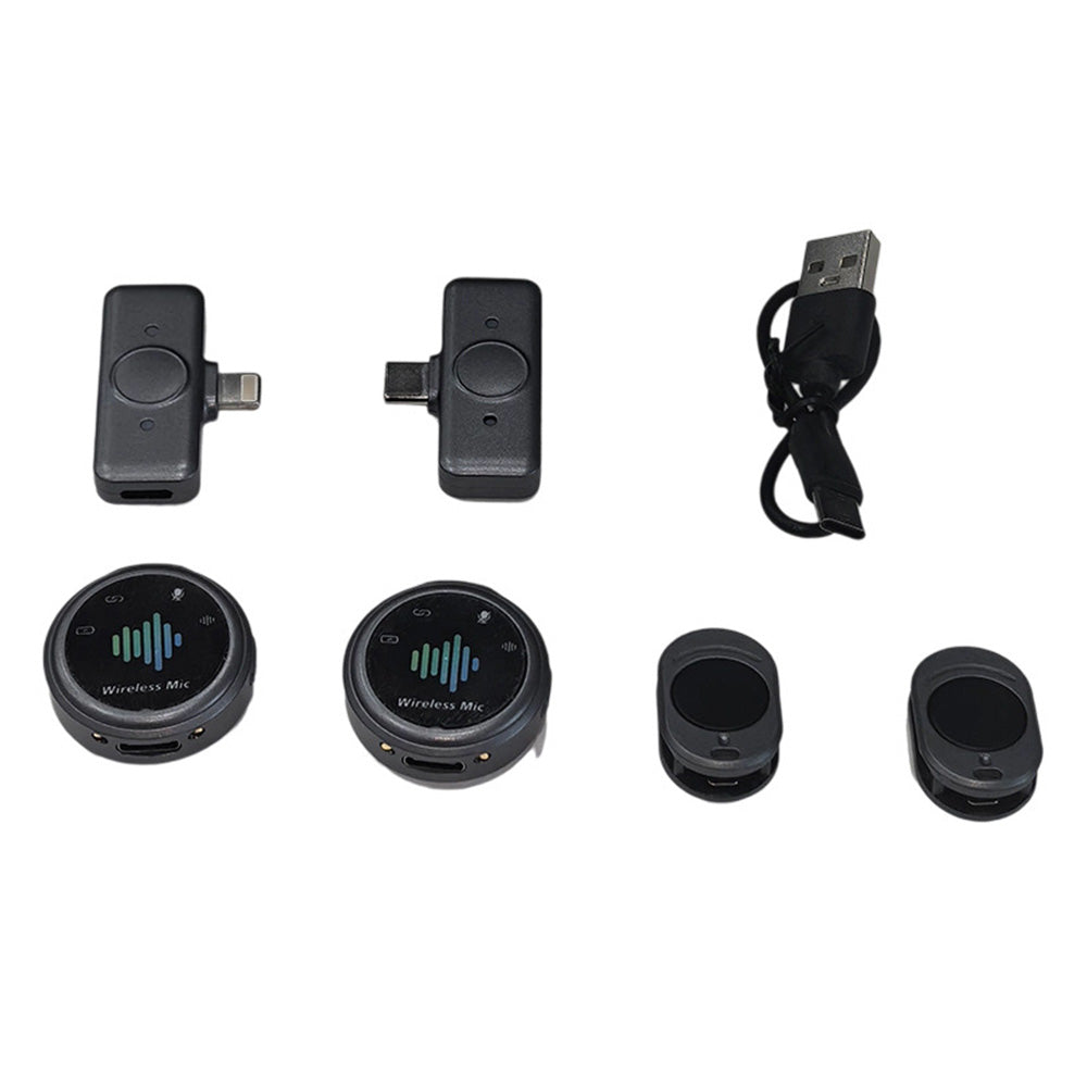 Dual Receivers Mini Lavalier Microphone with Magnetic Clip
