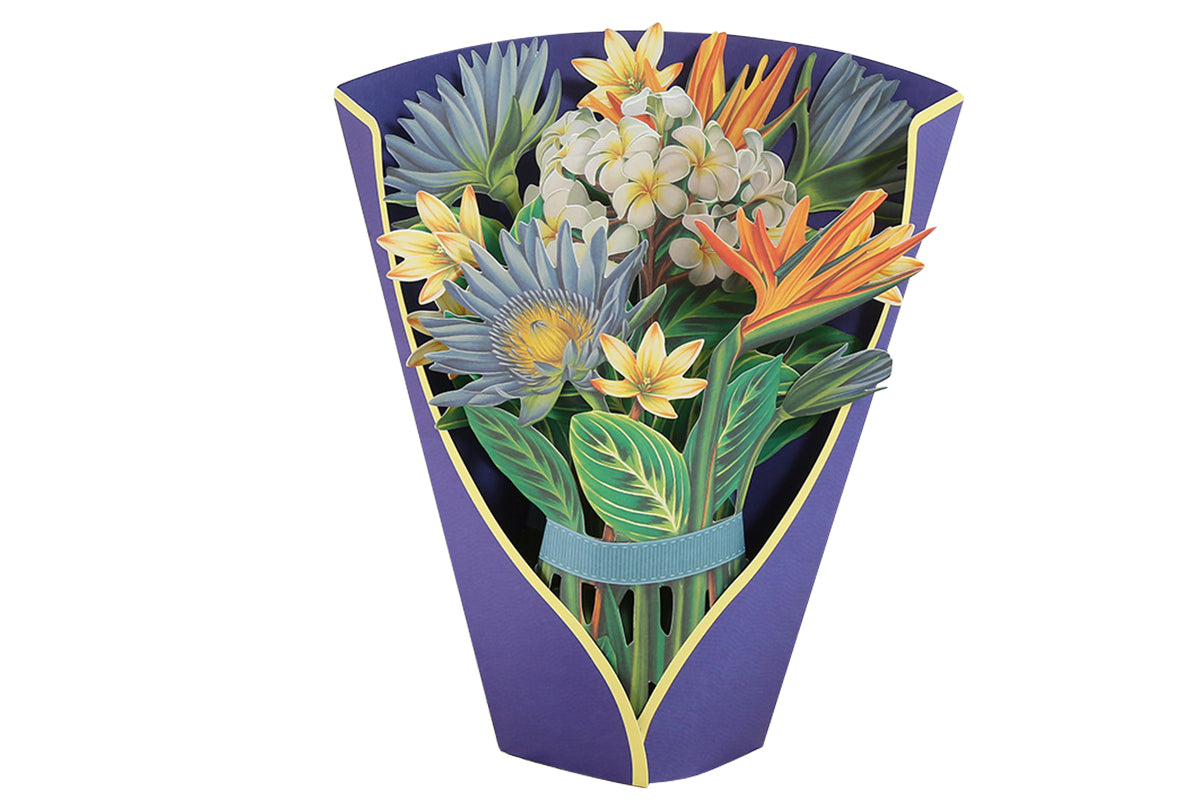 3D Paper Pop Up Flower Cards Mothers Day Gift For Mom All Occasion Cards With Note Card-Bird Of Paradise Bouquet