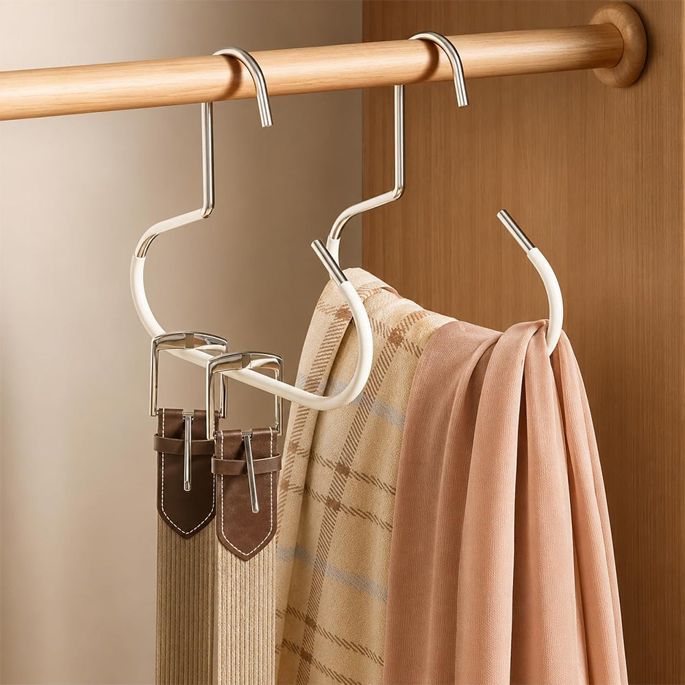8 Piece Iron Ring Hat Storage Hooks for Closet Cap Scarf and Bag Hangers - White