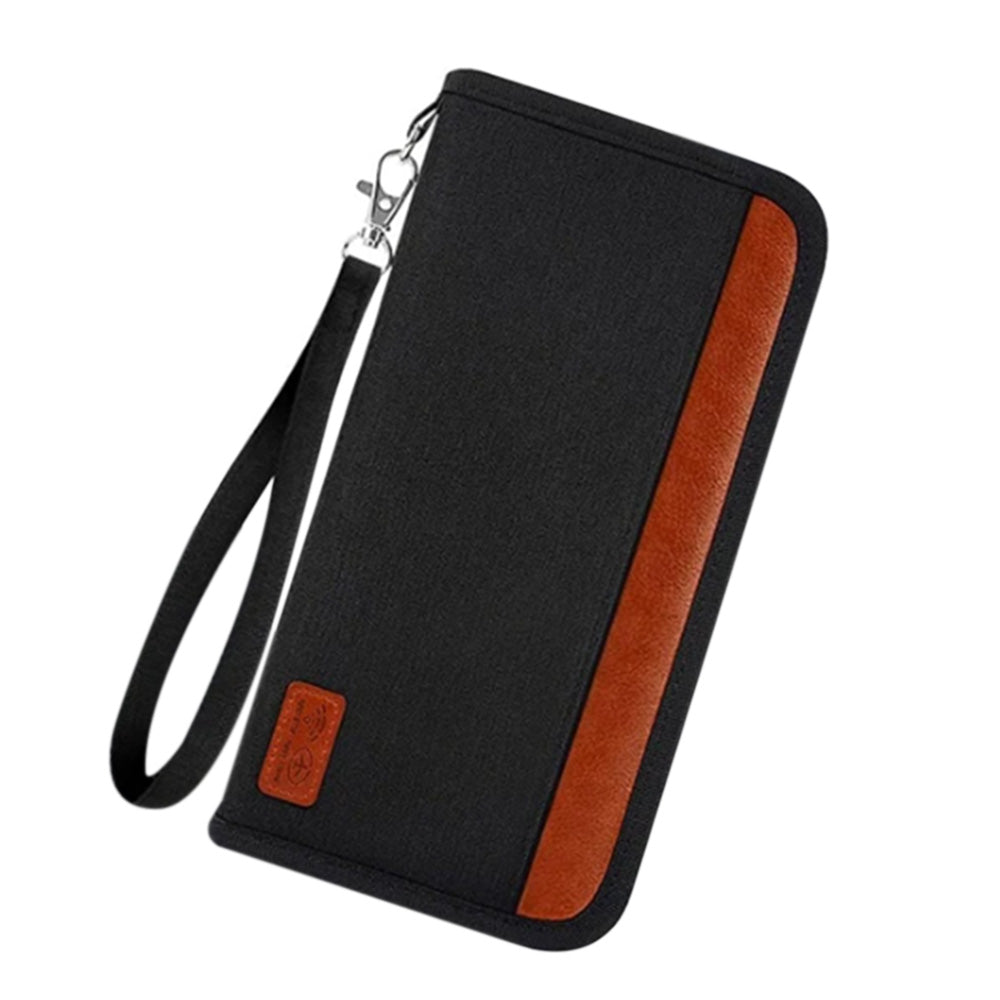 RFID Blocker Passport ID Card Holder Zipper Travel Wallet Black
