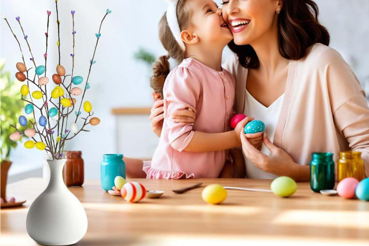 Artificial Easter Spray Vine with Pastel Easter Eggs and Berries for Home Decor