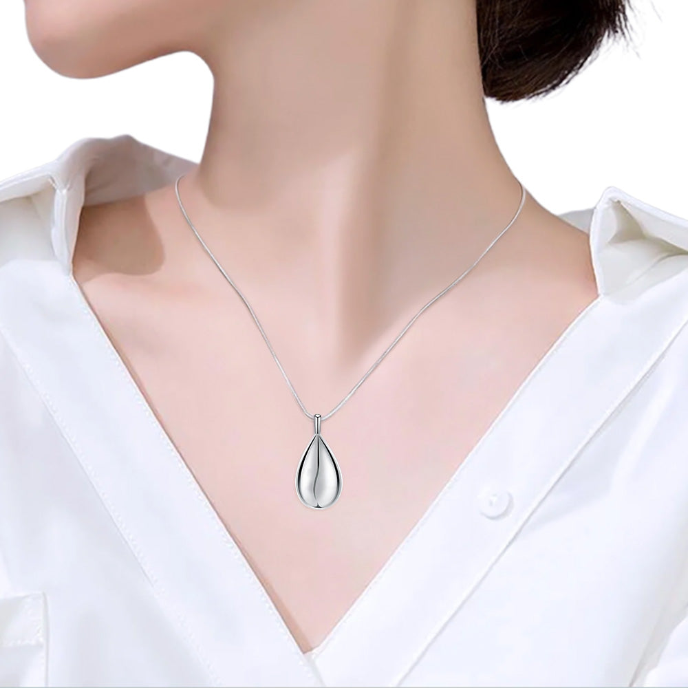 Stainless Steel Teardrop Cremation Pendant �Keepsake Memorial Necklace Sliver