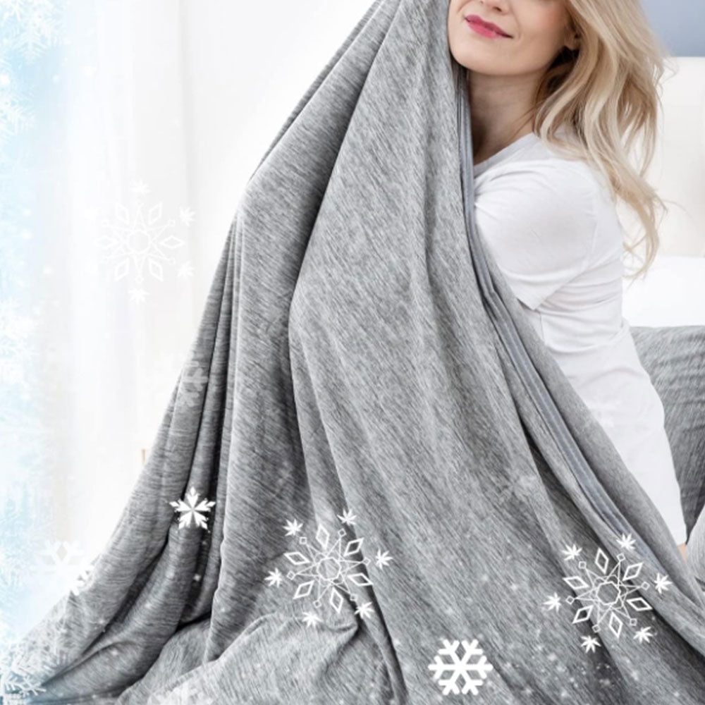 Double Side Cooling Blanket Soft Breathable Summer Blanket for Hot Sleepers Night Sweats Grey