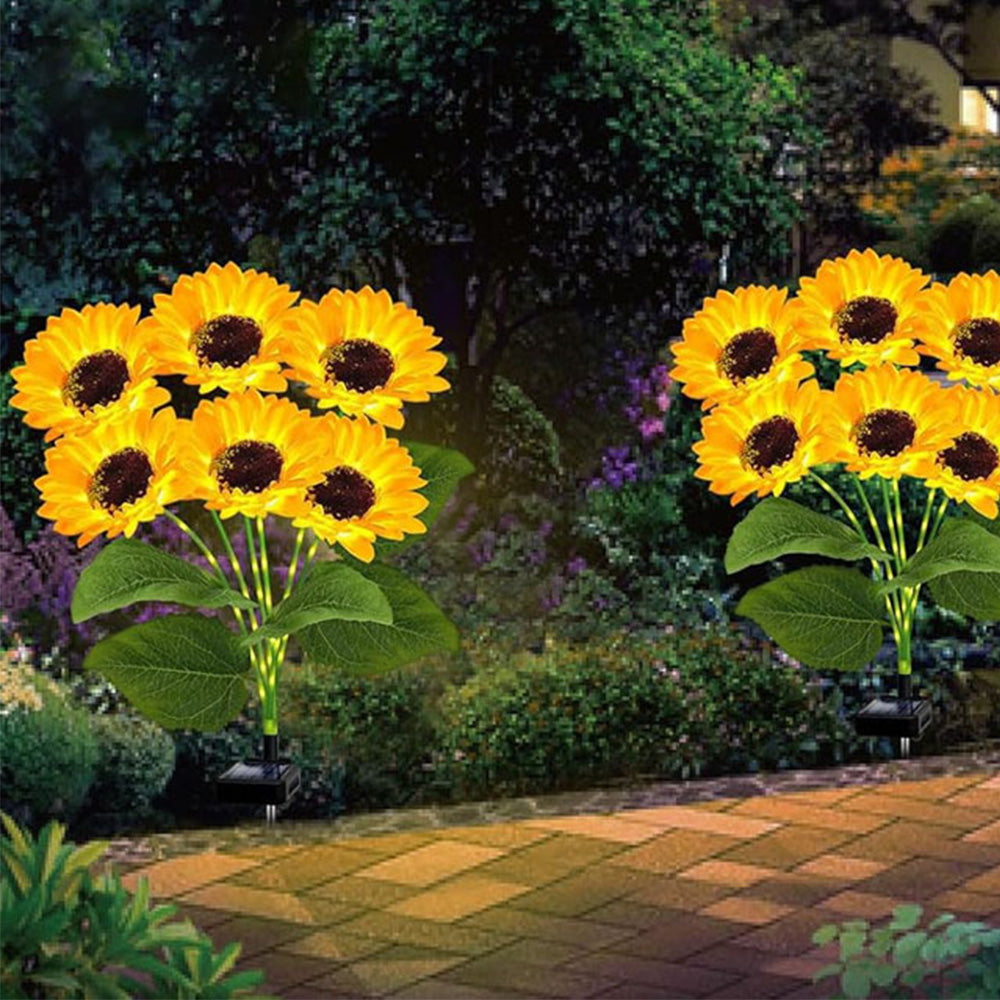 2PCS Solar Sunflower Lights ââ‚?Waterproof Outdoor Garden & Patio Decor