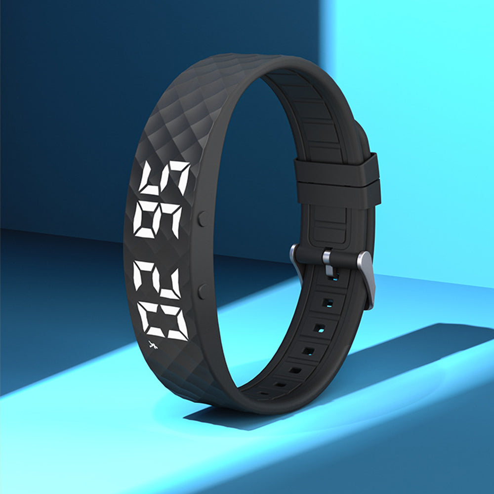 Vibrating Alarm Wristband Silent Wrist Watch - Black