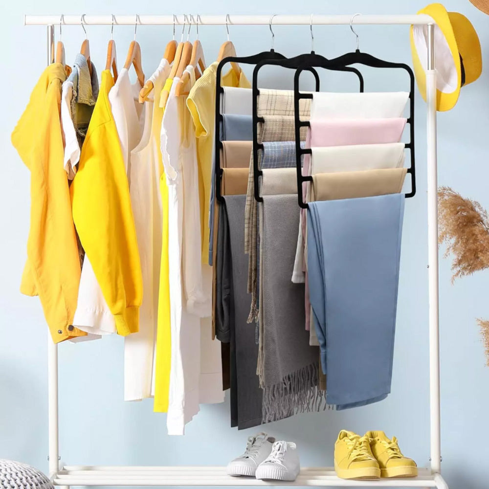 3Pcs 5-Tier Closet Organizers Space-Saving Hangers for Pants Scarf Storage