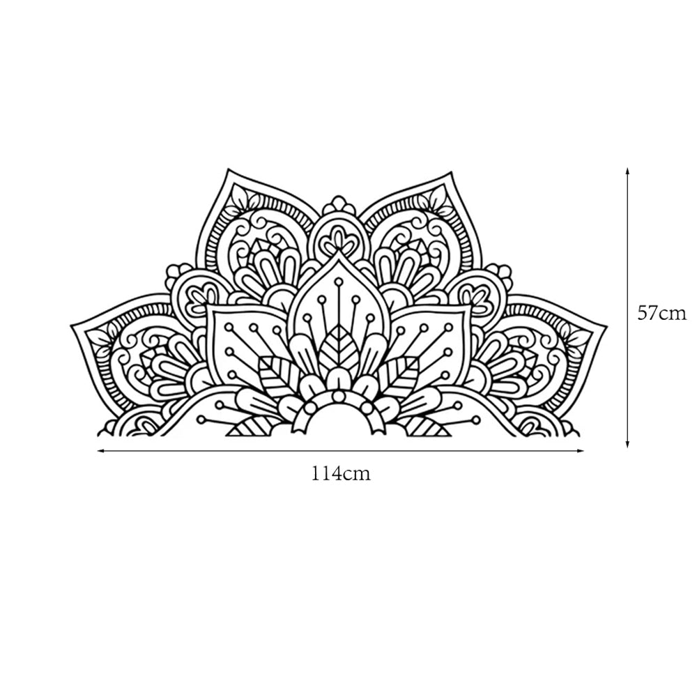 Half Mandala Decals Wall Sticker Home Rooms Yoga Art Decor Black