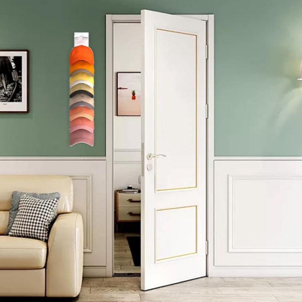 Wall Mounted Baseball Hat Organizer Adhesive Hat Display Hanger Holder for Door Closet White
