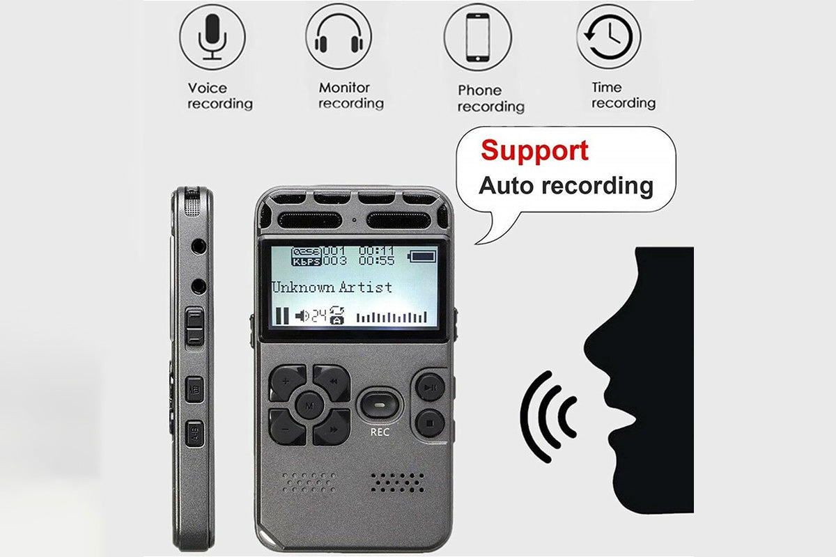 8G Rechargeable LCD Digital Audio Voice Recorder Dictaphone MP3 Player Expandable Up To 128G