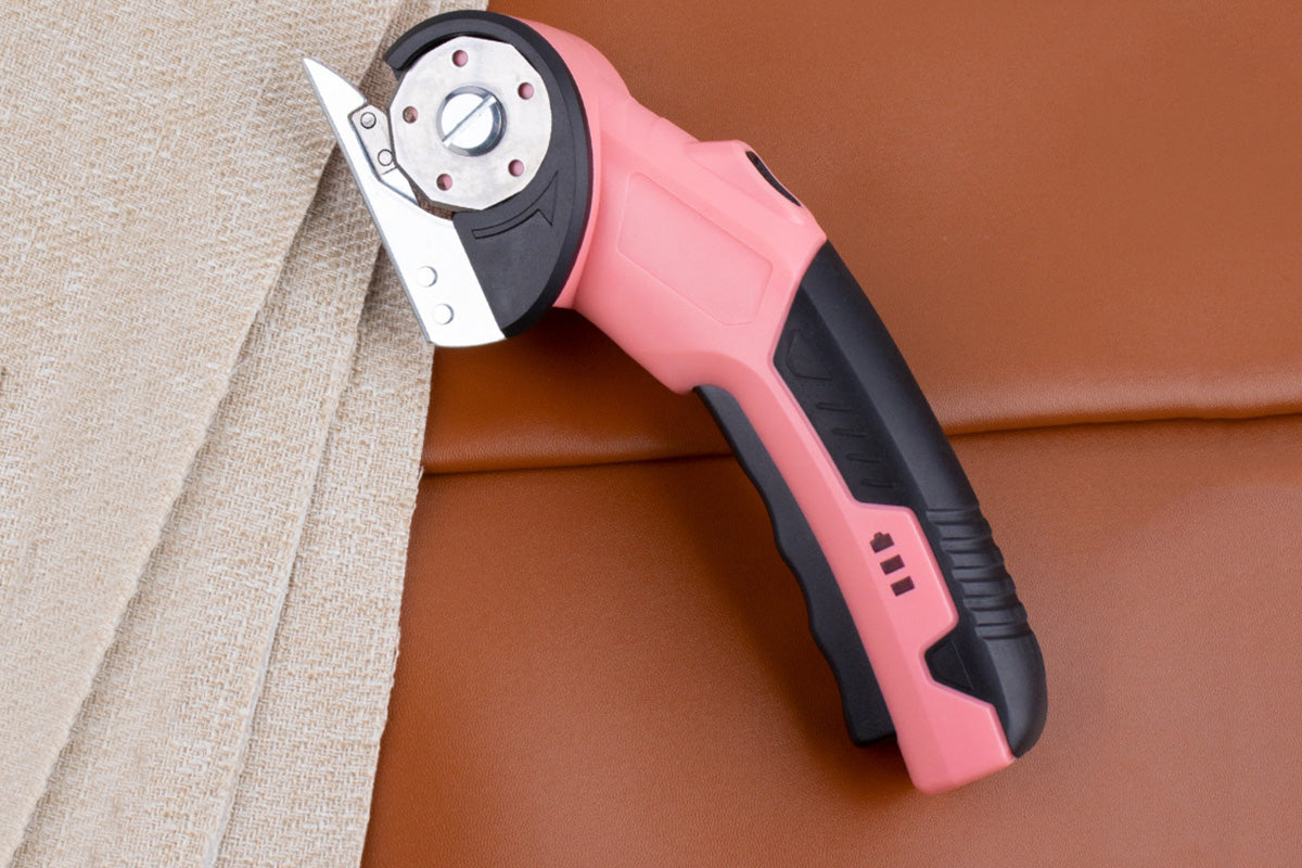USB Cordless Electric Scissors Rechargeable Fabric and Cardboard Cutter-Pink