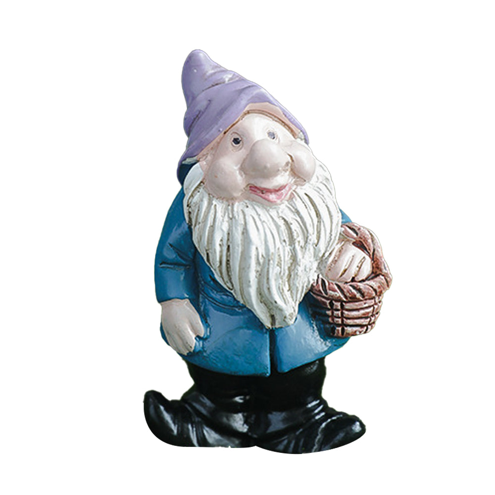 Dwarf Gnome Statue Mini Resin Miniature Gnomes Ornaments for Table Garden-Basket