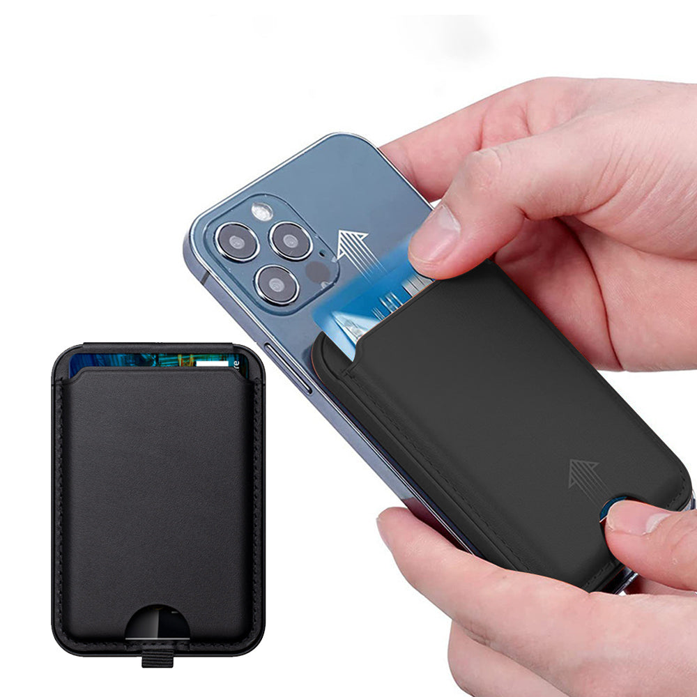 For iPhone Adjustable Magnetic Phone Stand PU Leather Wallet for iPhone 15/14/13 Series Black