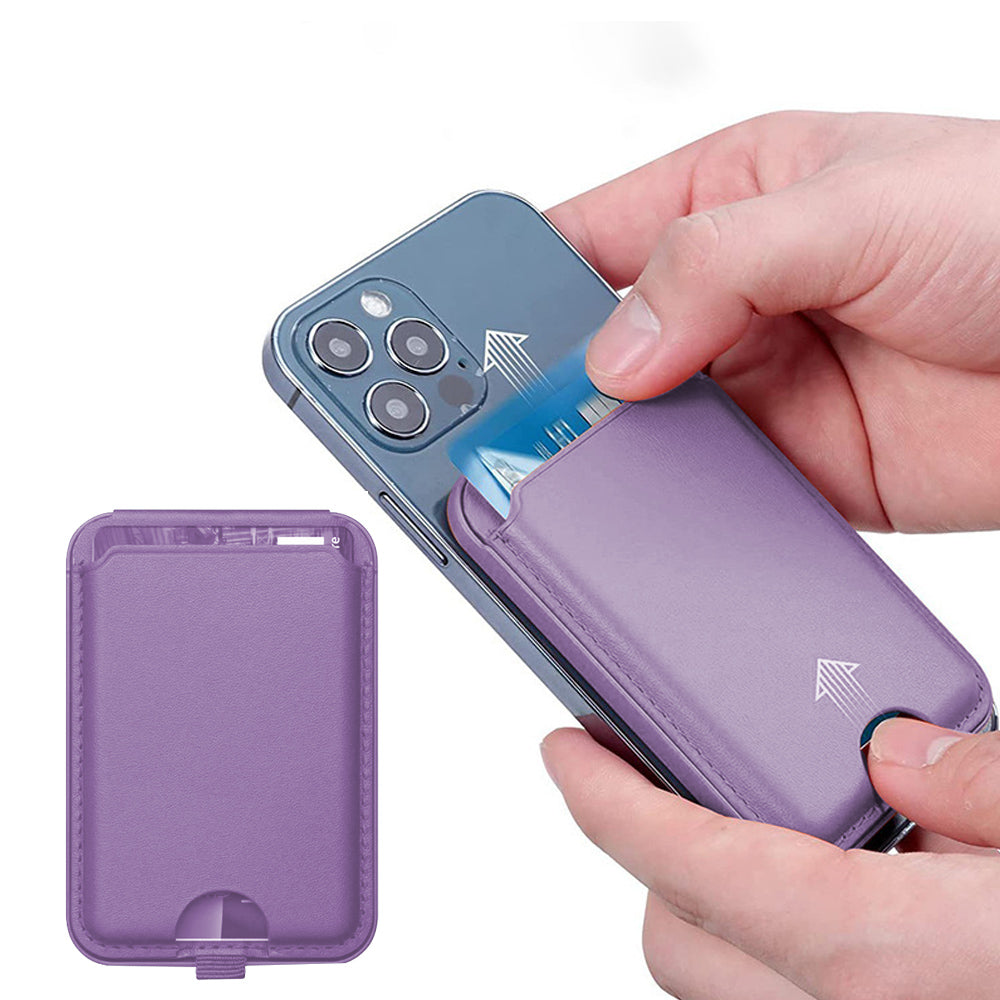 For iPhone Adjustable Magnetic Phone Stand PU Leather Wallet for iPhone 15/14/13 Series Purple