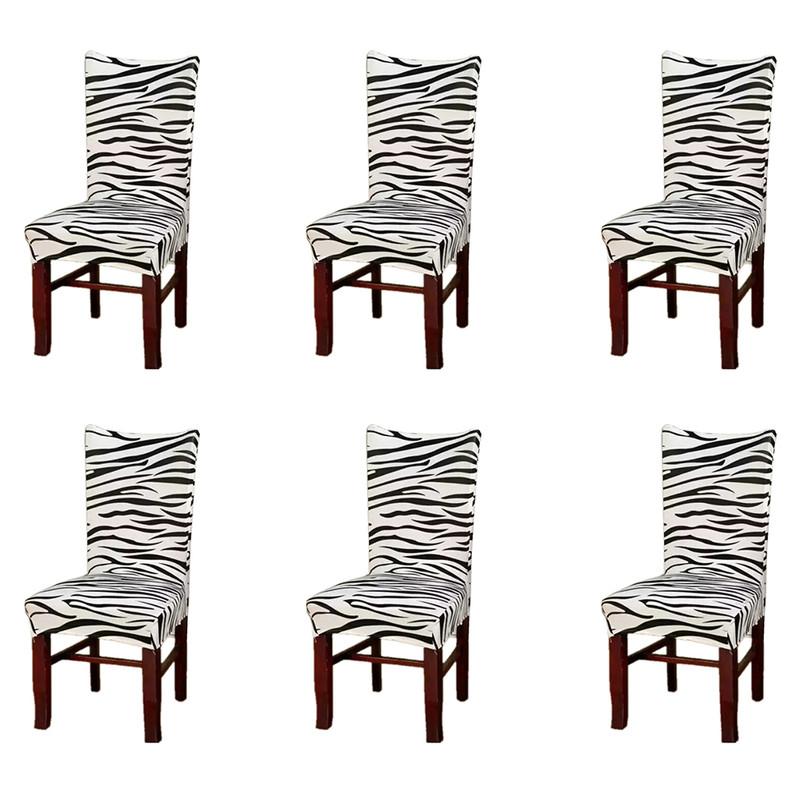 Zebra Printed Stretch Dining Chair Covers Removable Soft Chair Protector Dining Chair Slipcovers Home Decor for Home Kitchen Hotel Party Wedding Dining Room