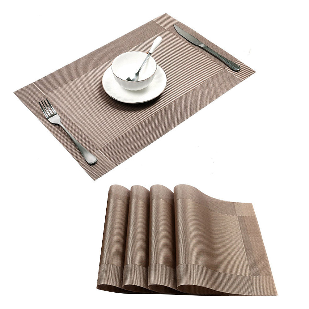 4Pcs Woven Vinyl Non-slip Insulation Placemats Coffee