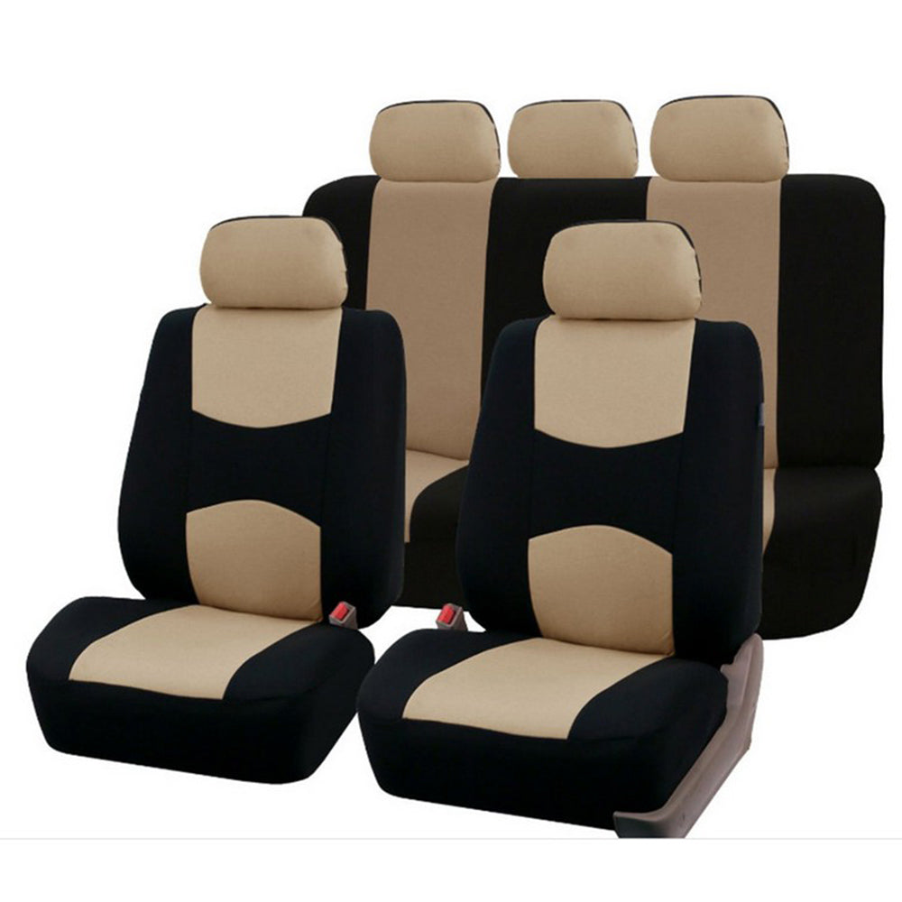 9PCS Car Seat Covers Universal Car Seat Protector Protection Cover Beige