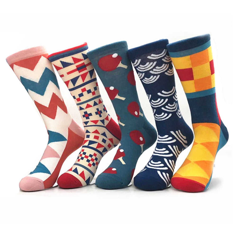 5 Pairs of Men Novelty Socks Fruit Animal Pattern Colourful Pattern Socks Set