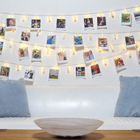 1 or 2-Pack LED Hanging Picture Photo Peg Clip Fairy String Lights Party Decoration