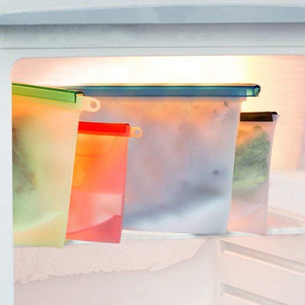 4X or 8X 1000ml Reusable Silicone Food Storage Airtight Bags Durable Preservation Storage Bags Food Fresh Sealer Pouch Sandwich Lunch Bag Container with Zip Lock