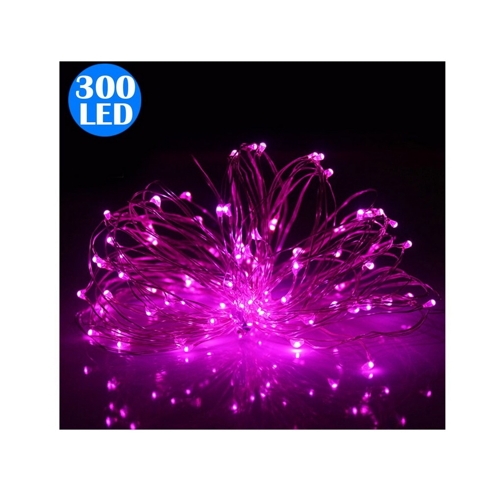 Christmas Fairy Lights 300LED Copper Wire Twinkle String Lights for Garden Party Indoor Decor -Pink