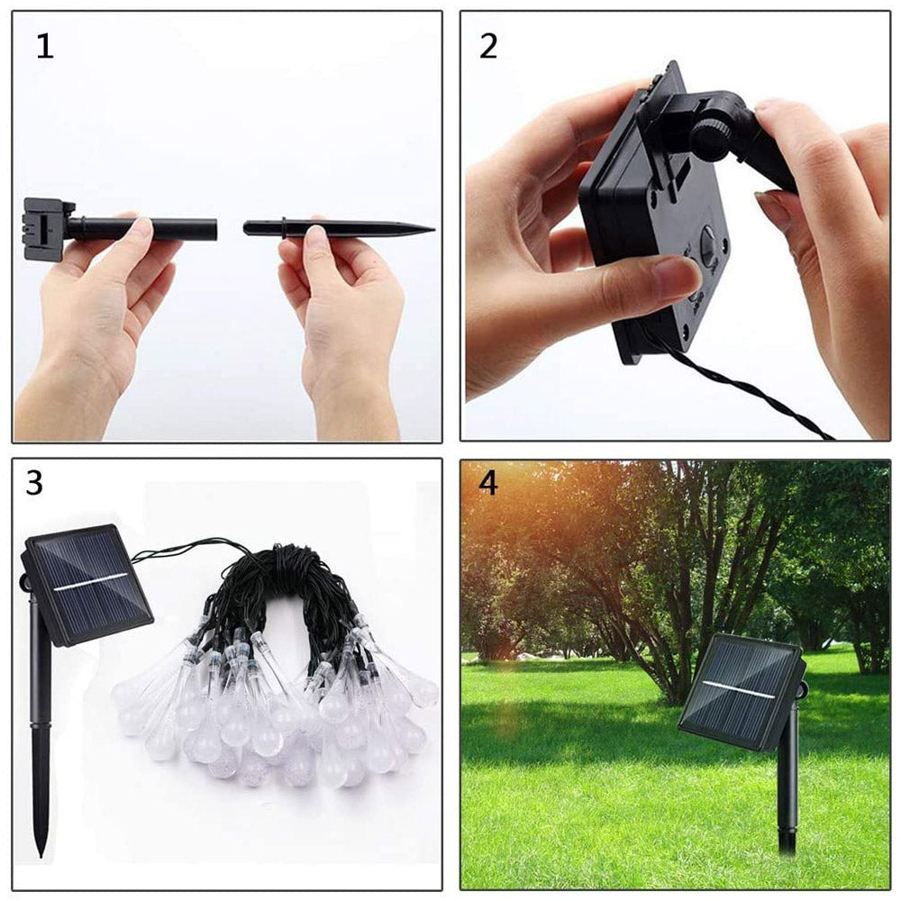 10m 100LED Water Drop Solar String Light Indoor and Outdoor Garden Decoration Light Bubbles String Light LED Fairy Lights