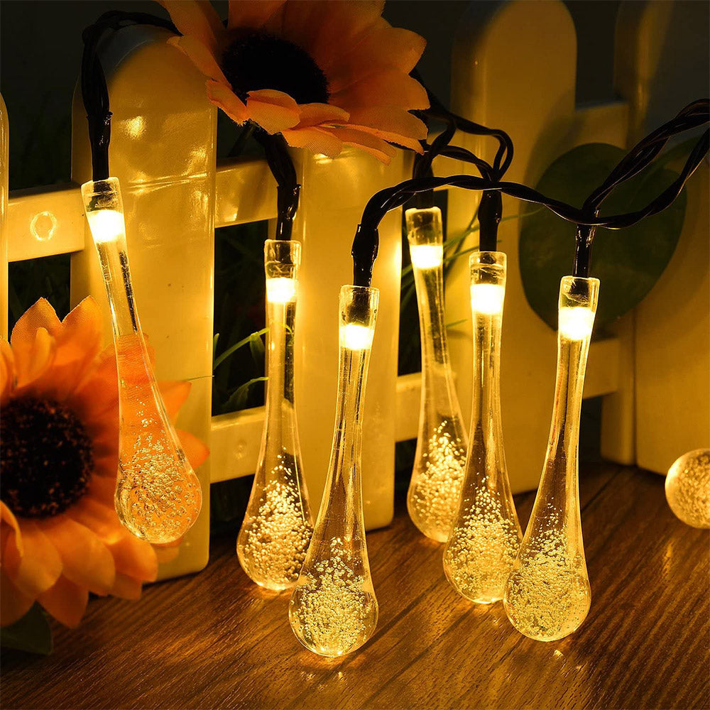 10m 100LED Water Drop Solar String Light Indoor and Outdoor Garden Decoration Light Bubbles String Light LED Fairy Lights