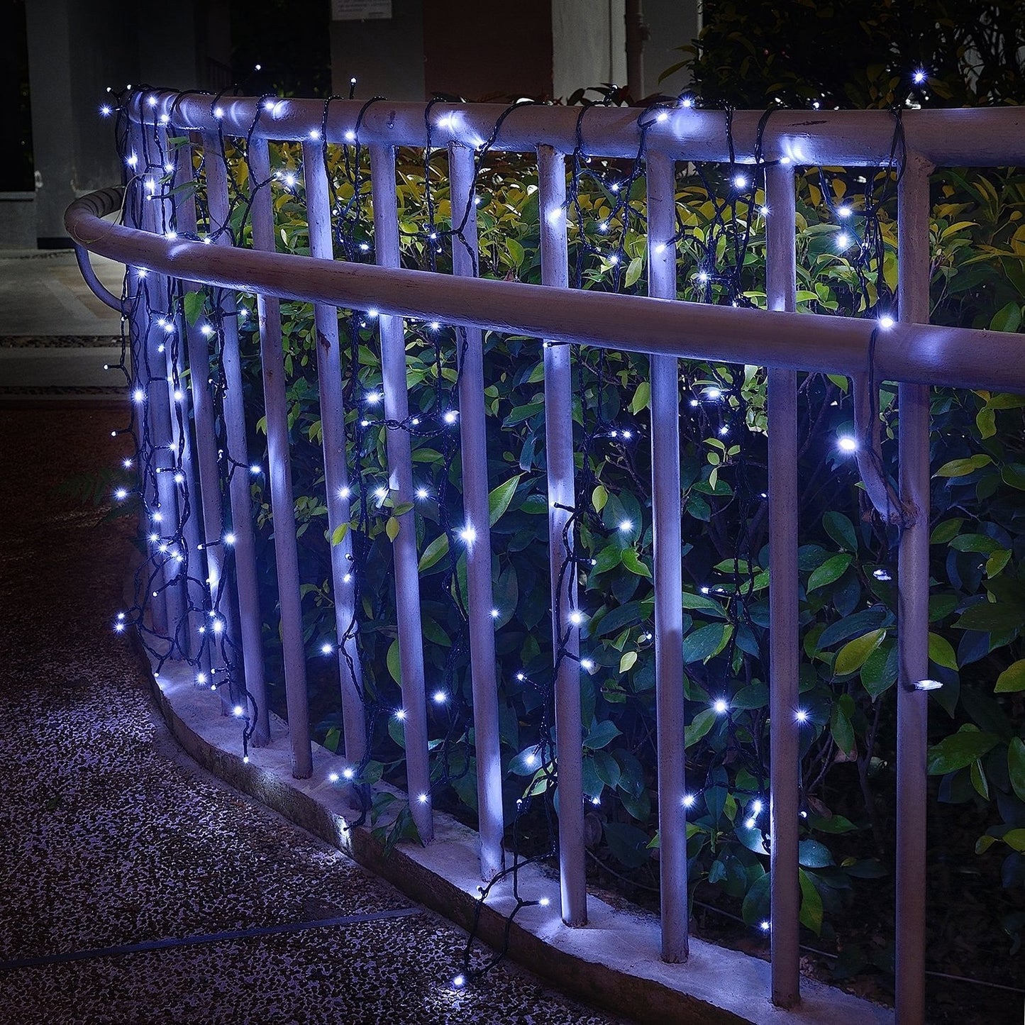 12M 100LED White 8 Mode Solar String Lights Waterproof Starry Fairy Light