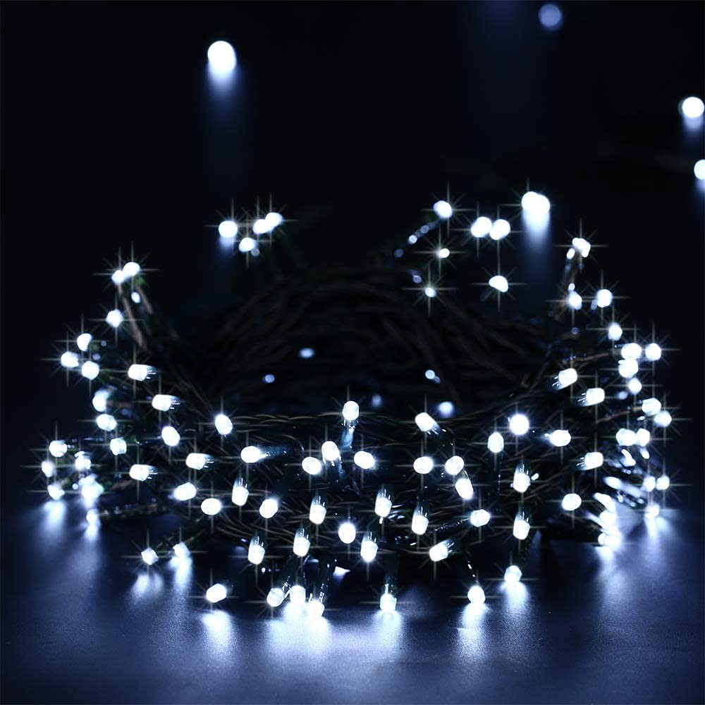 32M 300LED White 8 Mode Solar String Lights Waterproof Starry Fairy Light
