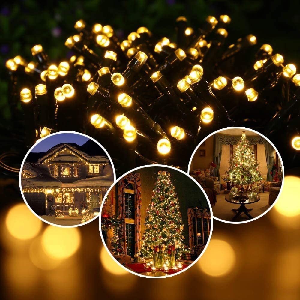 32M 300LED Warm White 8 Mode Solar String Lights Waterproof Starry Fairy Light