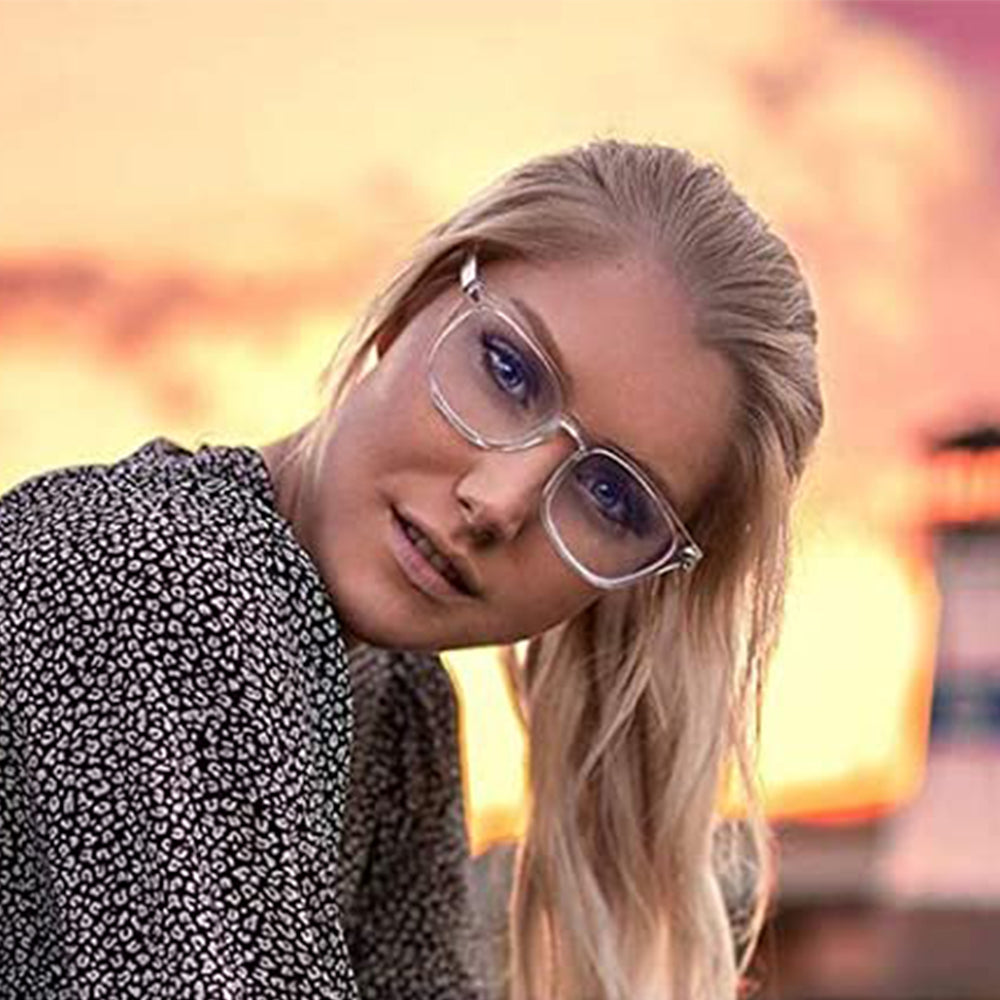 Blue Light Blocking Glasses Fashion Anti Eye Strain Eyeglasses for Computer Gaming-White
