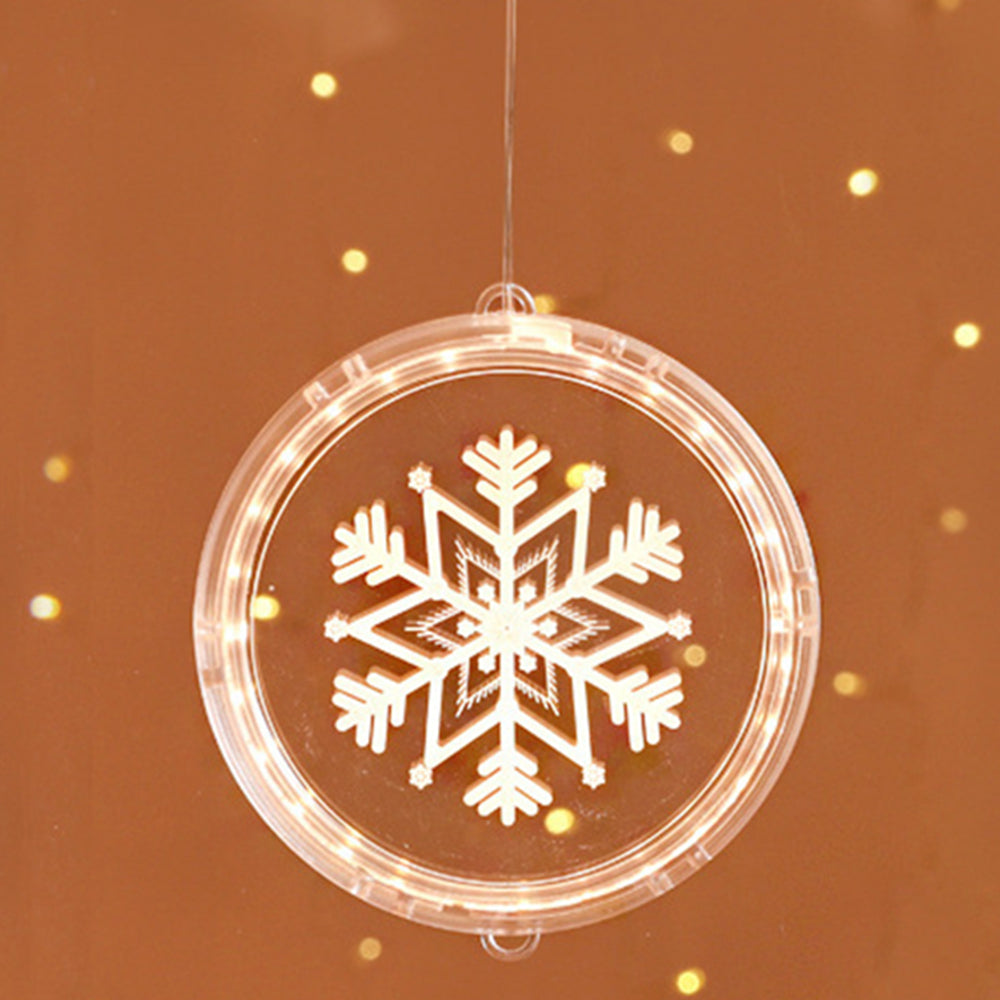 Christmas Hanging Lights Suction Cups for Window Xmas Decorations LED Lamp for Festival -Snowflake