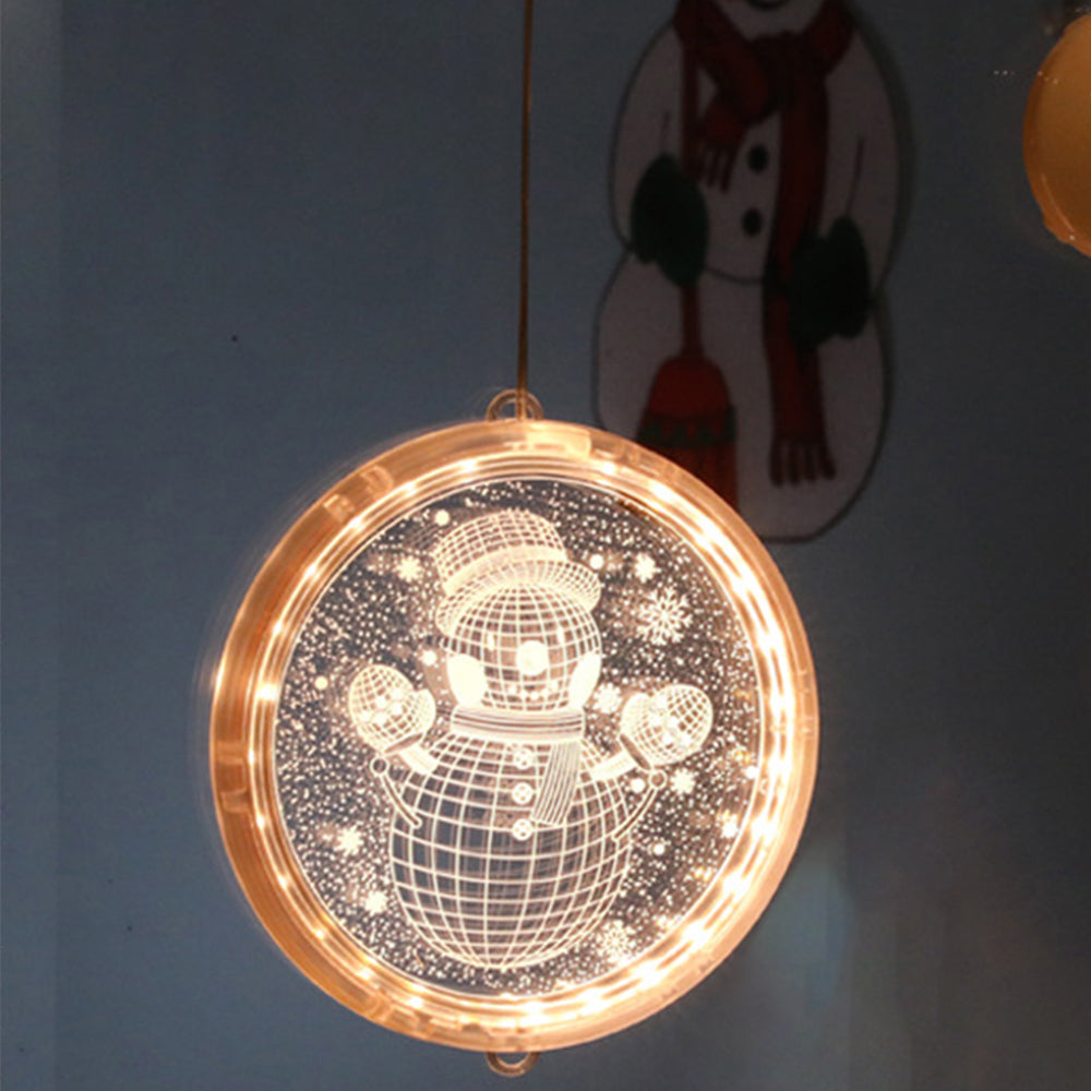 Christmas Hanging Lights Suction Cups for Window Xmas Decorations LED Lamp for Festival -Snowman