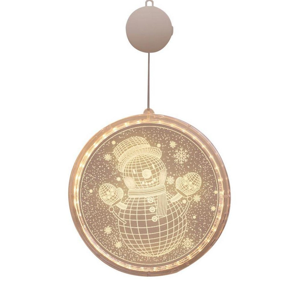 Christmas Hanging Lights Suction Cups for Window Xmas Decorations LED Lamp for Festival -Snowman