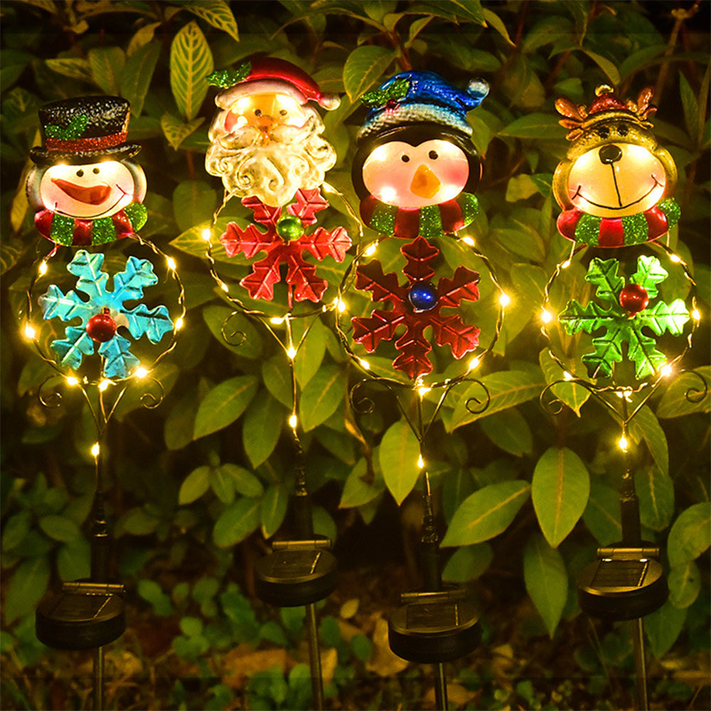 Solar Firework Light 2Pcs Solar Power Garden Stake Lights Santa Christmas Theme -Santa Claus