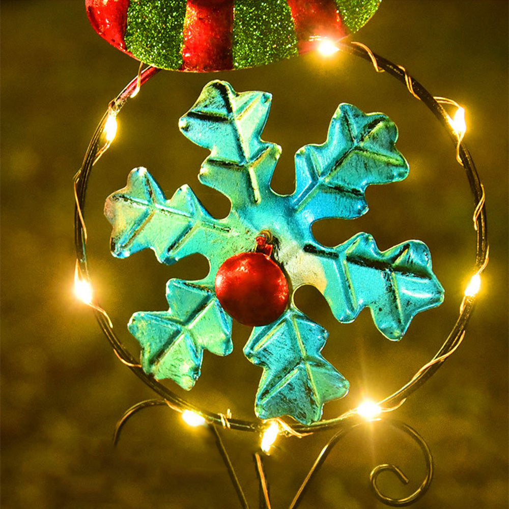 Solar Firework Light 2Pcs Solar Power Garden Stake Lights Santa Christmas Theme -Snowman