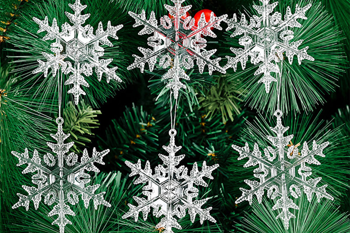 6Pcs Reusable Christmas Tree Hanging Decoration Sparkling Hanging Snowflake And Icicle Drop Ornaments-Snowflake Pendant