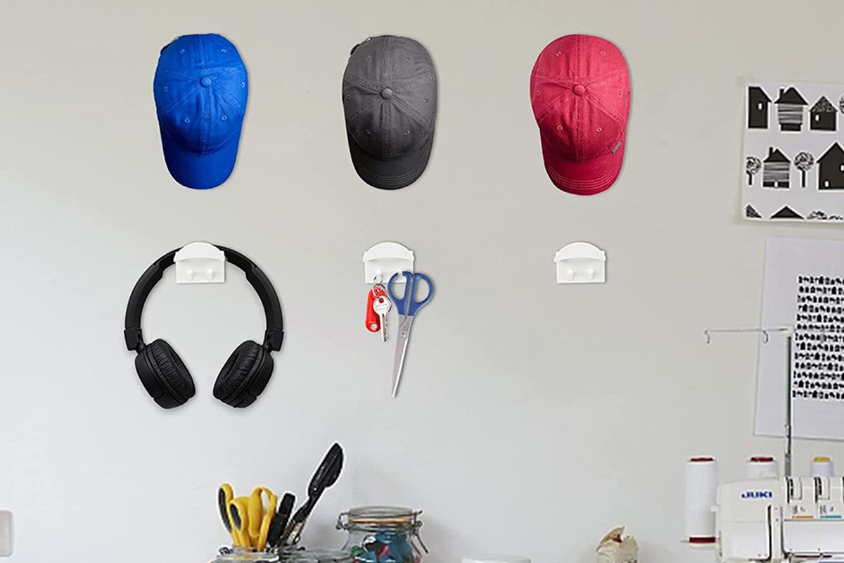 12 pack Adhesive Hat Rack Display Hooks for Wall and Door-Black