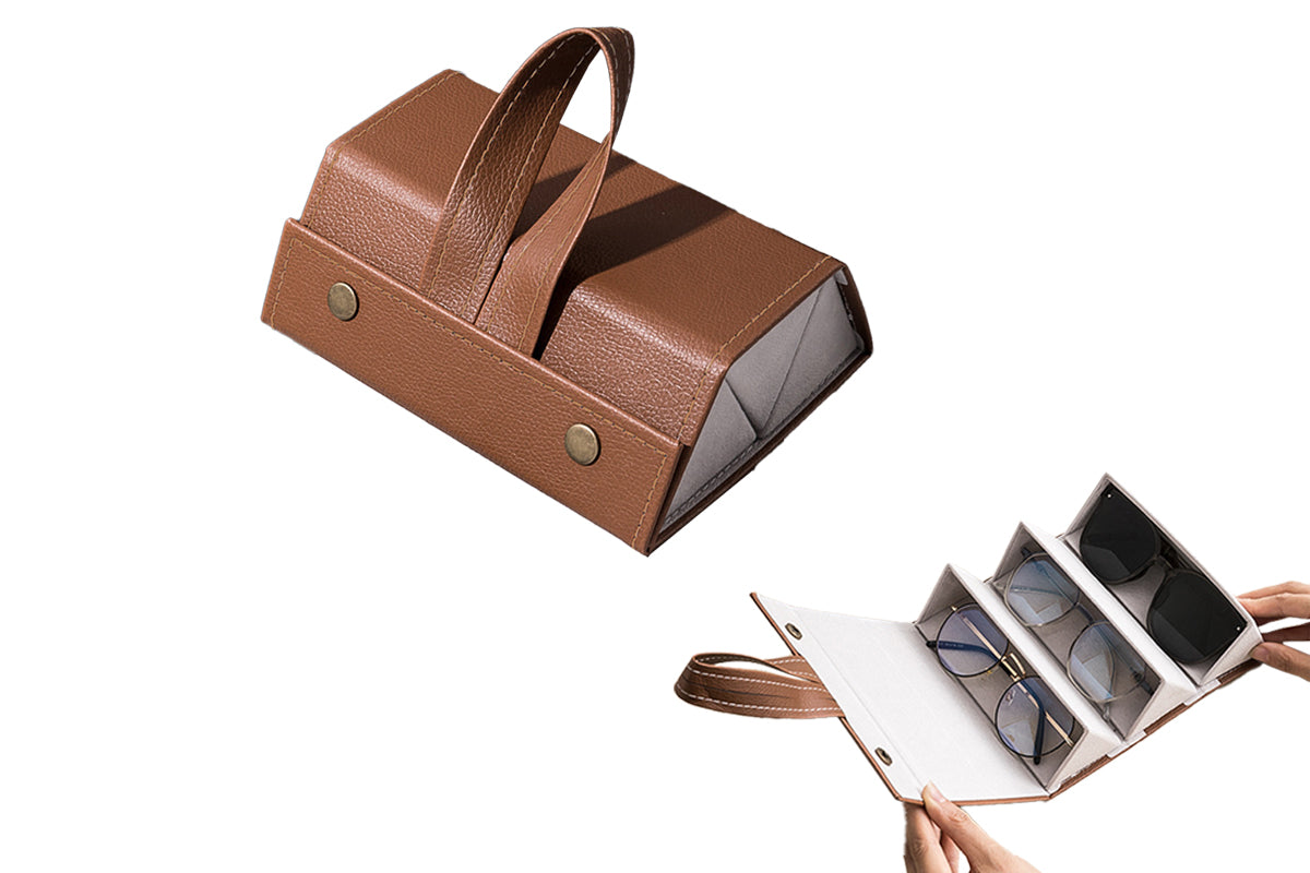 Sunglasses Organizer 3 Slots Hanging Glasses Case Multiple Pairs Eyeglasses Storage Box for Home Travel Outdoor-Style 1