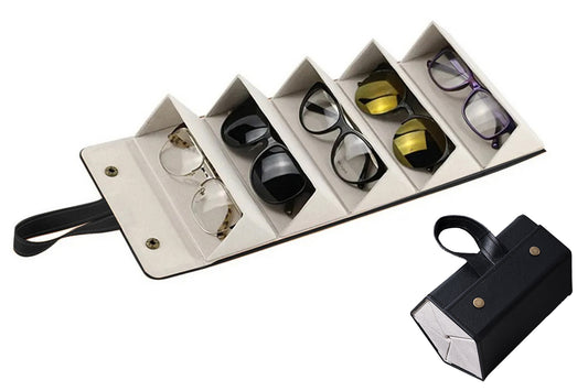 Sunglasses Organizer 5 Slots Hanging Glasses Case Multiple Pairs Eyeglasses Storage Box for Home Travel Outdoor-Style 3