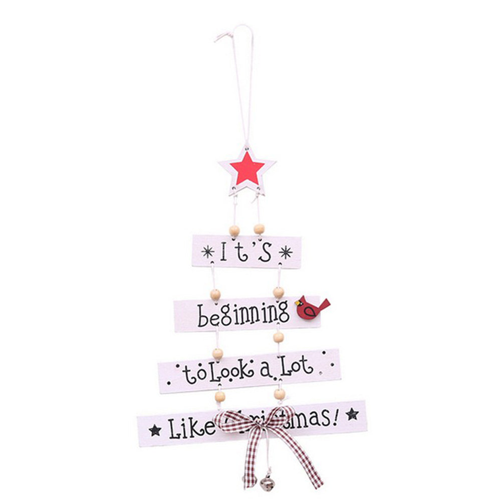 Wooden Xmas Tree Hanging Ornaments Christmas Tree Hanging Decor for Tree Wall Window Home Fireplace -White