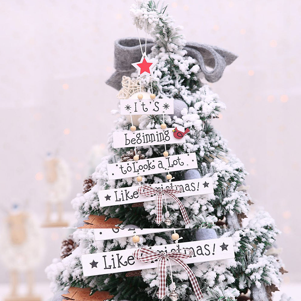 Wooden Xmas Tree Hanging Ornaments Christmas Tree Hanging Decor for Tree Wall Window Home Fireplace -White