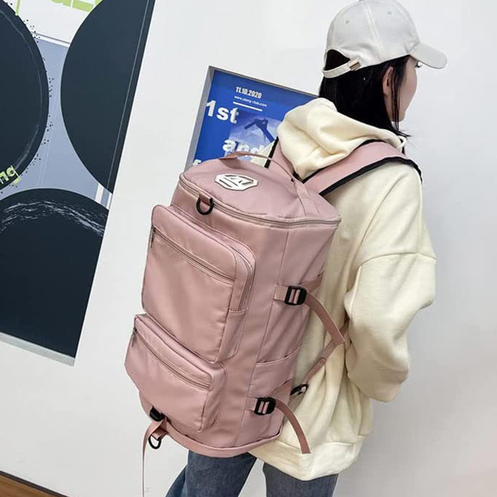Travel Duffel Backpack Large Sports Gym Bag with Shoe Compartment for Men and Women -Pink