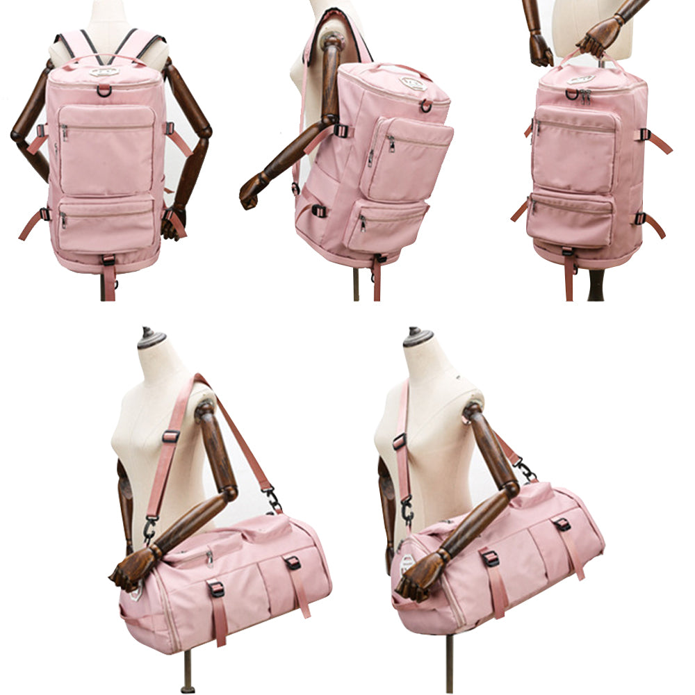 Travel Duffel Backpack Large Sports Gym Bag with Shoe Compartment for Men and Women -Pink