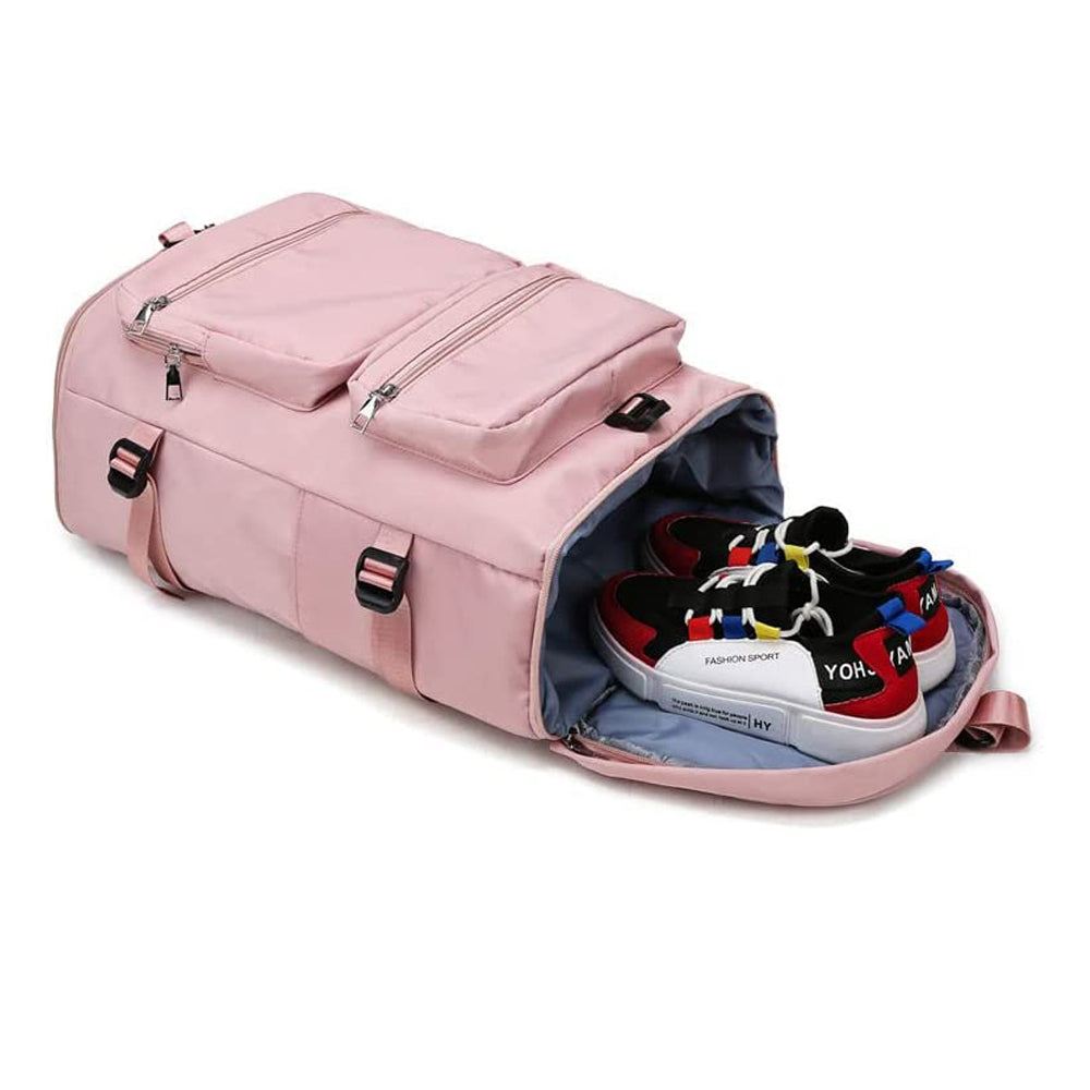 Travel Duffel Backpack Large Sports Gym Bag with Shoe Compartment for Men and Women -Pink