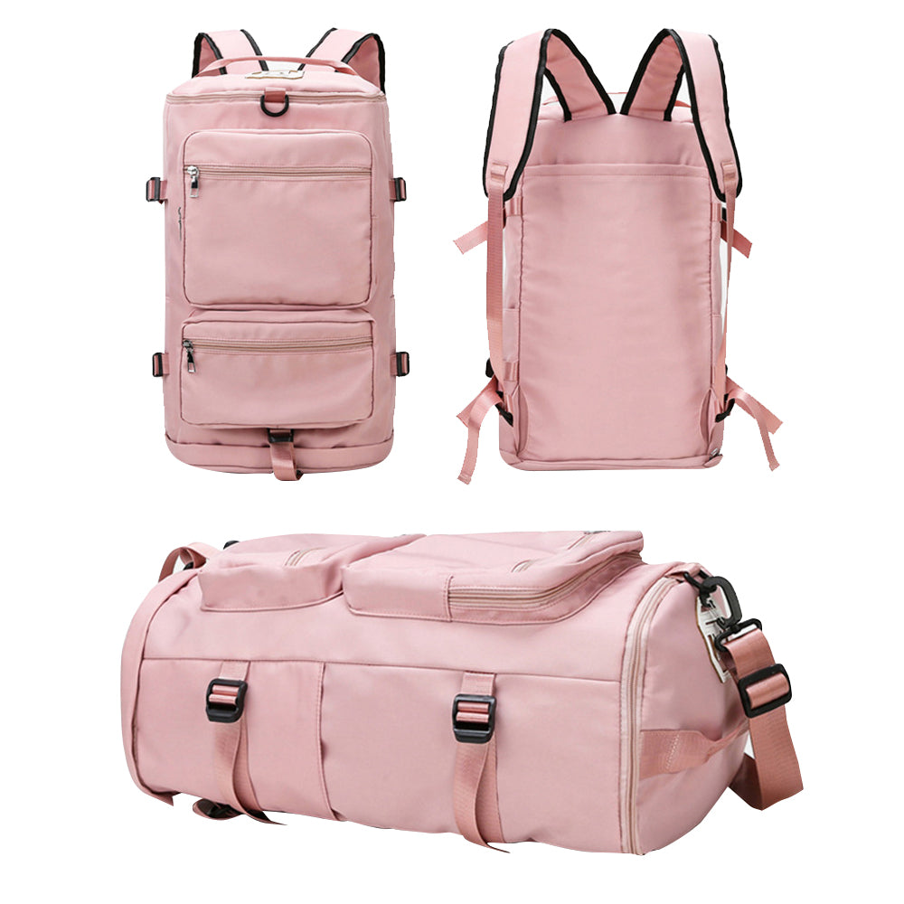 Travel Duffel Backpack Large Sports Gym Bag with Shoe Compartment for Men and Women -Pink