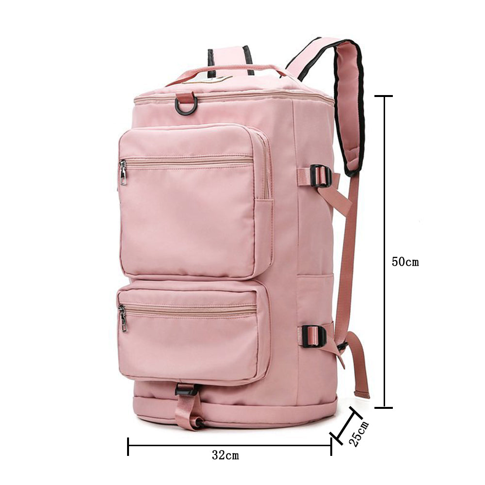 Travel Duffel Backpack Large Sports Gym Bag with Shoe Compartment for Men and Women -Pink
