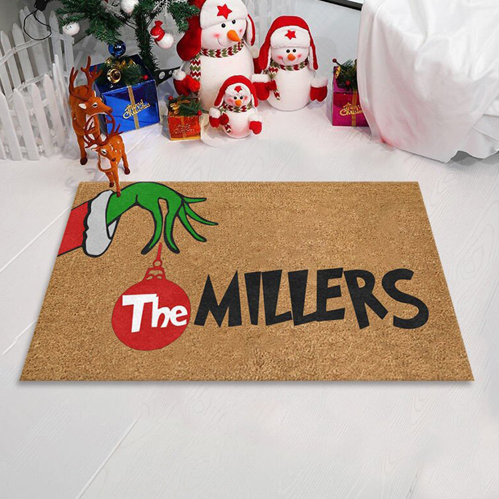 Christmas Door Mat Grinch Hand Welcome Floor Rug Winter Holiday Doormats for Christmas Home Decoration -Style 1